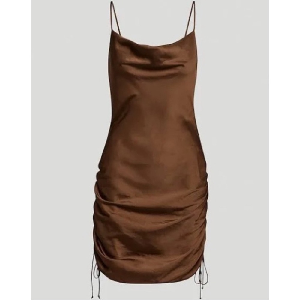 Wilfred Only ruched slip mini dress caramelized walnut M